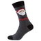 Dark gray voluminous sock with a portrait of santa claus, on a white background
