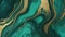 Dark green aqua abstract painted wavy marble background green marble with golden veins