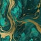 Dark green aqua abstract painted wavy marble background green marble with golden veins