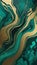 Dark green aqua abstract painted wavy marble background green marble with golden veins