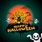 Dark Green Happy Halloween Background Illustration with scary tree