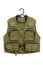 Dark green hunter vest on a hanger