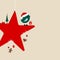 Dark Green Santa Bird On Red Star And Symbols Beige