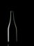 Dark green wine bottle, on black background. Minimalistic.