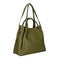 Dark green women bag with long handles on white