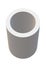A dark grey hollow cylindrical vessel container tube tubular shape form white backdrop