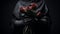 Dark And Gritty: A Romanticized Figure In A Black Costume Holding Roses