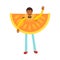 Dark-haired Man Character Standing Wearing Orange Fruit Costume Vector Illustration