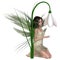 Dark Haired Snowdrop Fairy Kneeling by Winter Flowers