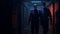 Dark Hallway: A Neo-pop Illustration Of Sinister Police Officers