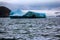 Dark harsh Arctic in high latitudes and icebergs