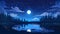Dark heaven with moonlight romantic fantasy midnight twilight landscape Cartoon modern panorama view with full moon and