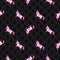 Dark horse black and pink seamless vector pattern.