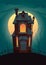 Dark house on background of moon vector illustration