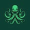 Dark Humor Octopus Logo On Green Background