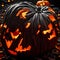 Dark hyperrealistic Halloween pumpkin decoration.