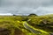Dark Iceland landscape with green moss