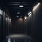 Dark Industrial Garage Interior, Brick Wall, Metal And Concrete Textures, Hangar Hallway, , Generative Ai