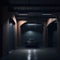 Dark Industrial Garage Interior, Brick Wall, Metal And Concrete Textures, Hangar Hallway, , Generative Ai