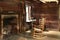 Dark Interior of Old Log Cabin Built in the 1800s