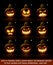 Dark Jack O Lantern Cartoon - 9 Angry Expressions Set2