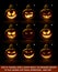 Dark Jack O Lantern Cartoon - 9 Mean n Naughty Expressions Set