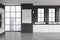 Dark kitchen room interior with cupboard, empty white poster