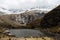 Dark lagoon in Huascaran mountains, on Huaraz