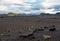 Dark lava desert - great vastness in Iceland highlands.