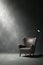 Dark leather chair on black elegant grunge wall texture vertical background, quiet luxury concept