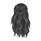 Dark, loose hair behind.Back hairstyle single icon in monochrome style vector symbol stock illustration web.