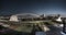 Dark macabre panorama HDR photo of the view from the top of the large Russian pavilion at the Milan EXPO 2015