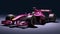 Dark Magenta And Gold Pink Racing Car With Driver Inside