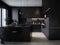 Dark matte modern kitchen room, Generative AI Illustration