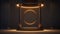 Dark matte pedestal podium stand and glowing hanging ring with glowing lights for your product display.