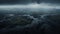 Dark Misty Valley: Aerial View Of Brooding Lovecraftian Landscape