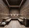 Dark modern design finnish sauna mock-up