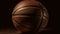 Dark and moody close up shot of a basketball, high detail