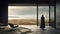 Dark And Moody Landscape: A Woman Contemplating By The Beach