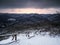 Dark mountain morning, winter lanscape