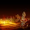 Dark music background with golden musical notes and treble clef