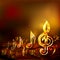 Dark music background with golden musical notes and treble clef