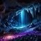 A dark and mysterious cave full of crystals and colorful concept art background