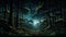 dark mysterious forest panorama, fantasy landscape. Neural network AI generated