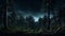 dark mysterious forest panorama, fantasy landscape. Neural network AI generated