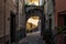 Dark narrow street of Vernazza town, Italy