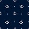Dark navy seamless anchor background. Hand drawn vector texture.