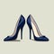 Dark Navy Vector Illustration Of Blue High Heels Shoes