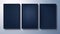 Dark Navy Wall Frames Set Of 4 On Light Blue Background