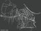 Dark negative street roads map of the Szerokie district of Lublin, Poland